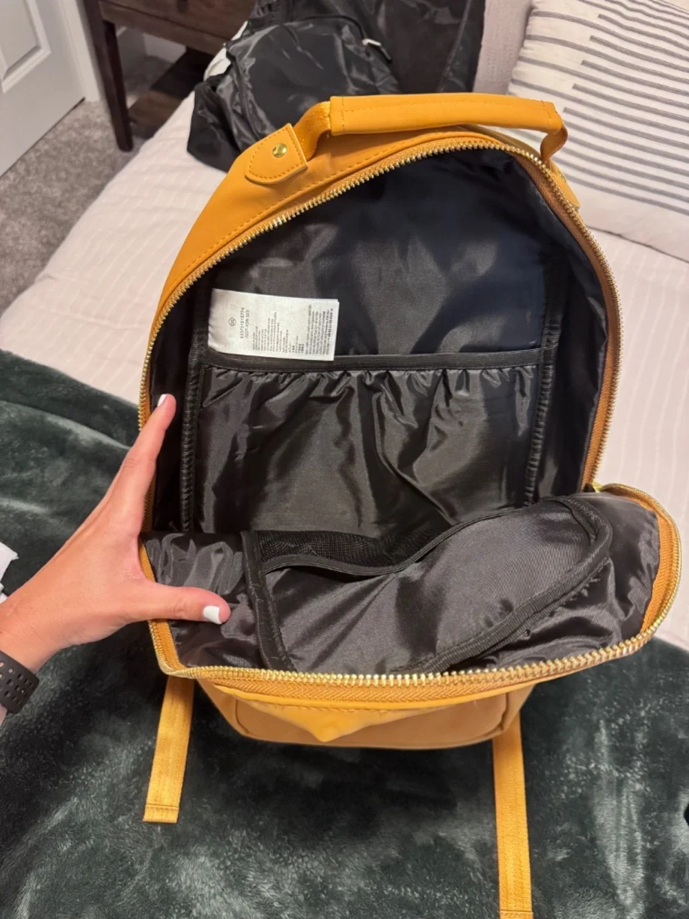 Jordan Backpack Mustard Gold | Faux Leather Laptop School Travel Bag
